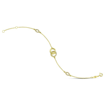 Βραχιόλι Χρυσό Κ9 με Δύο Καρδιές